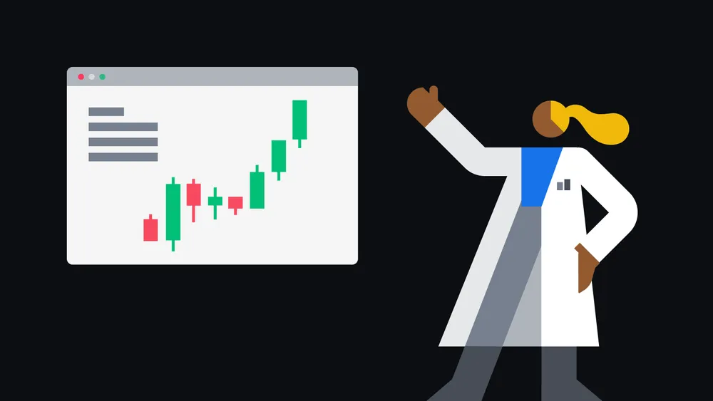 Ilustración oficial de Binance sobre una interfaz de trading spot con gráfica de velas