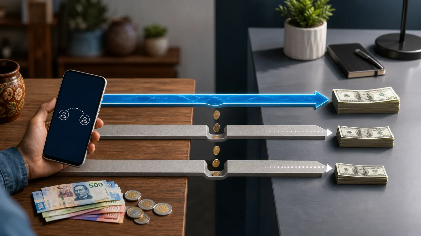 Calculadora de costo y tiempo para enviar una transferencia internacional