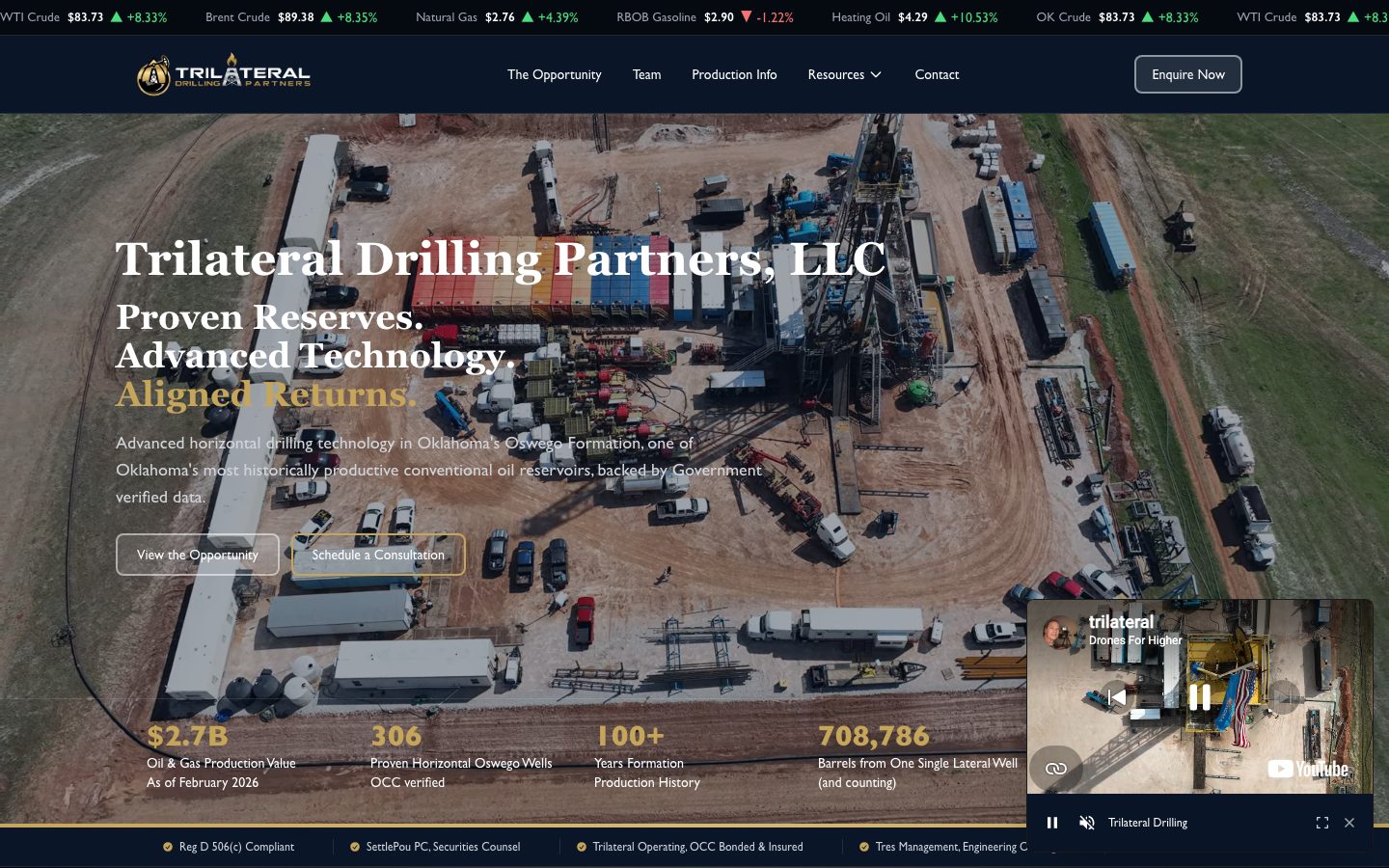 Screenshot of the Trilateral Drilling website